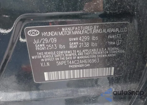 2010 Hyundai Sonata Gls from USA, damaged, VIN 5NPET4AC2AH616963